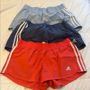 Adidas Women’s Shorts - Red, Navy, and Light Blue